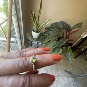 Pandora Sterling Silver Ring with Green Gemstone